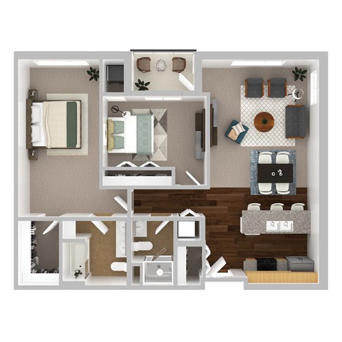 Floor plan for 2 beds, 2 baths, 1133 sqft